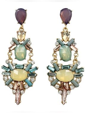 Multicolor Blue Purple Rhinestone Fancy Formal Earrings